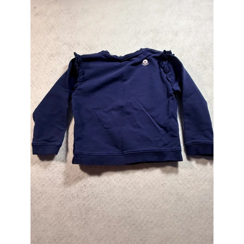 Babyface Kids Navy Blue Ruffle Shoulder‎ Sweatshirt Heart Charm Size 3YR